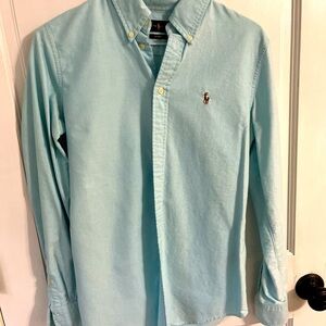 Ralph Lauren Tiffany blue button down oxford blouse small